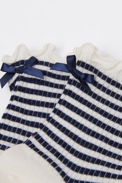 Blue Striped Cotton Socks, 5501_657D, large image number 2