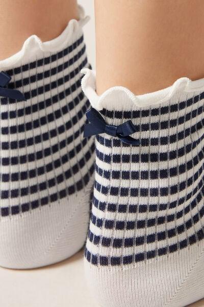 Blue Striped Cotton Socks, 5501_657D, large image number 3