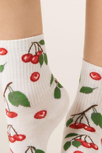 Cream Food-Patterned Cotton Socks, 5501_659D, large image number 3