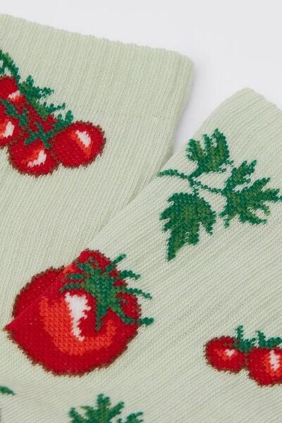 Green Food-Patterned Cotton Socks, 5501_660D, large image number 2