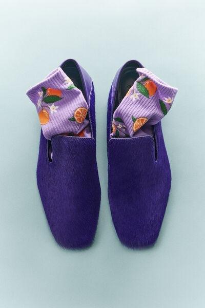 Lilac Food-Patterned Cotton Socks, 5501_661D, large image number 0
