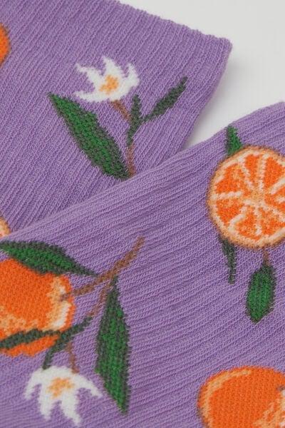 Lilac Food-Patterned Cotton Socks, 5501_661D, large image number 2