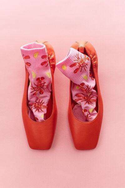 Pink Food-Patterned Cotton Socks, 5501_662D, large image number 0