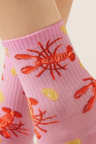Pink Food-Patterned Cotton Socks, 5501_662D, large image number 3