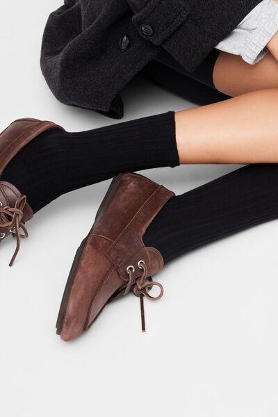 Black Irregular Ribbed Cotton Socks, 5501_711D, medium