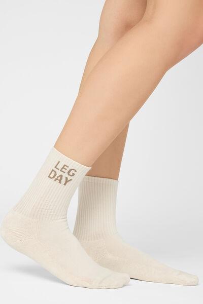 White Patterned Short Cotton Socks, 5501_723D, large image number 1
