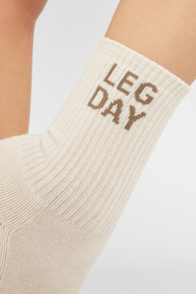 White Patterned Short Cotton Socks, 5501_723D, large image number 2