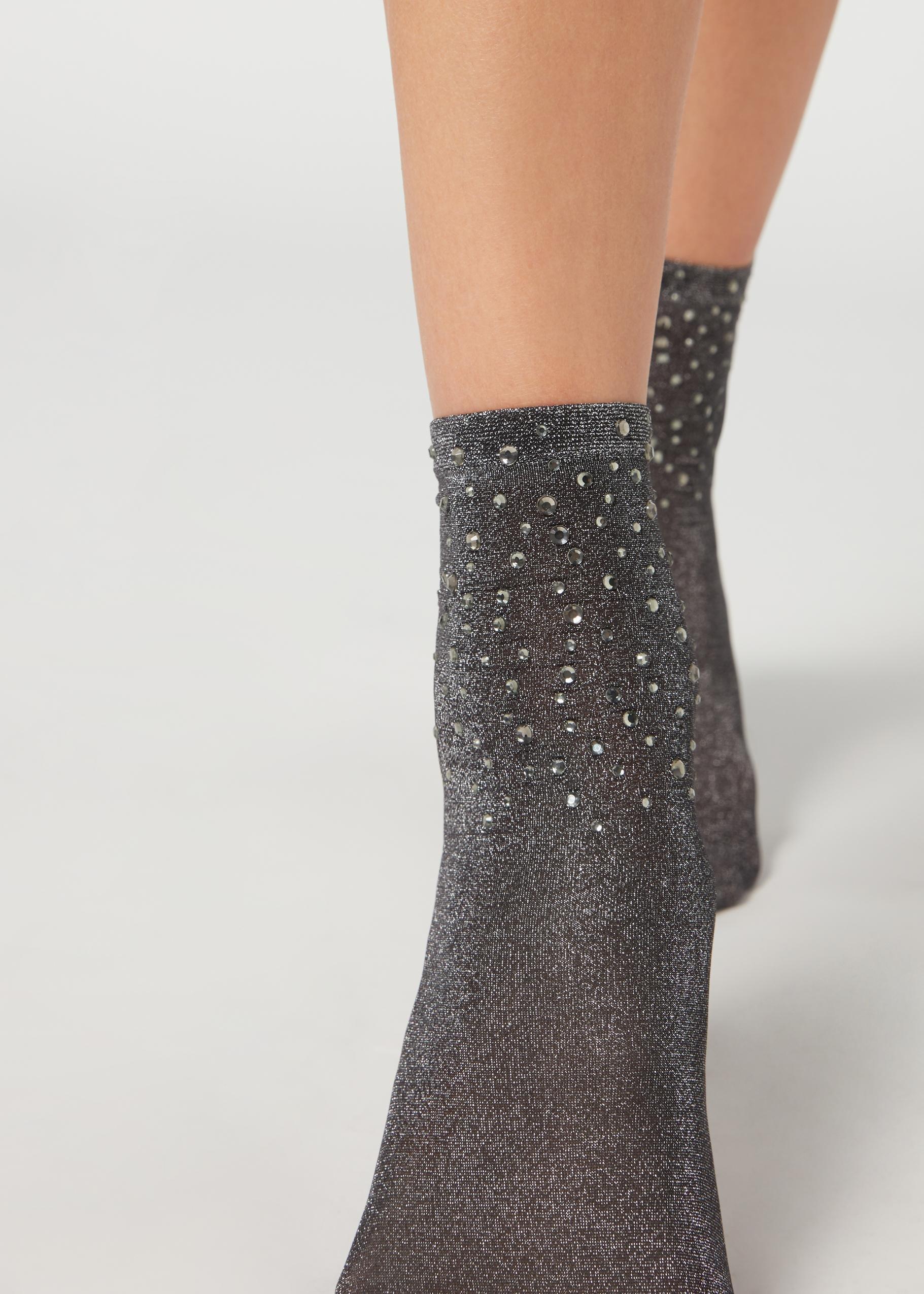 Grey Fancy Short Socks, , large image number 0
