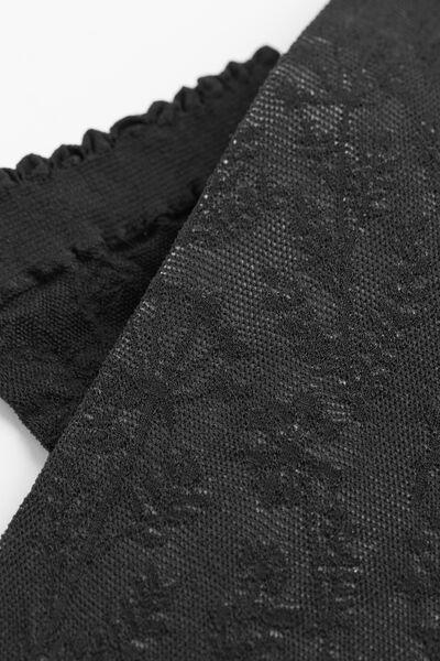 Black Floral-Patterned Mesh Short Socks, Black Flowers, large image number 1