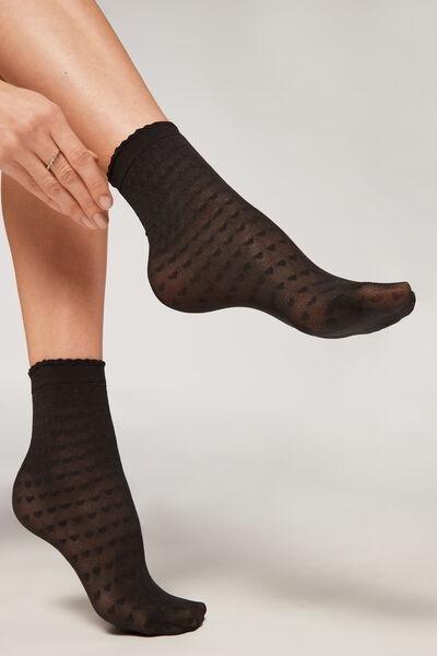 70 Denier Patterned Mesh Socks, Black, 5501_5257, large image number 0