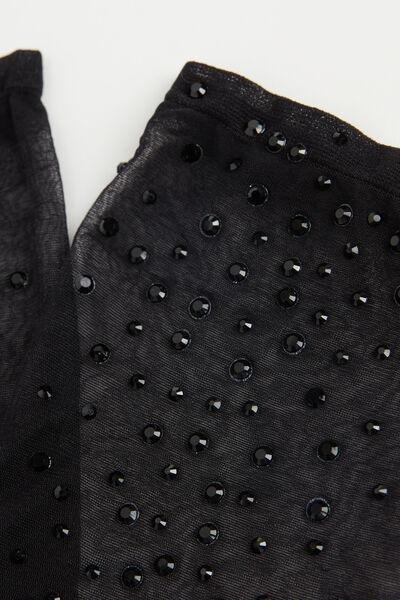 Black Sheer Short Socks With Diamante, 5501_5311, large image number 2