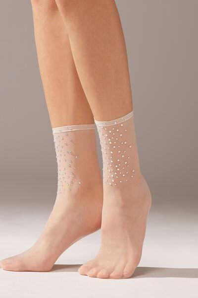 White Sheer Short Socks, , large image number 0