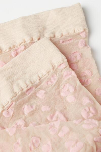 15 Denier Animal Pattern Sheer Short Socks, Pink, , large image number 2