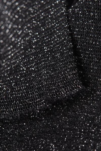 Black Glitter Fabric Short Socks, Black Glitter, large image number 2
