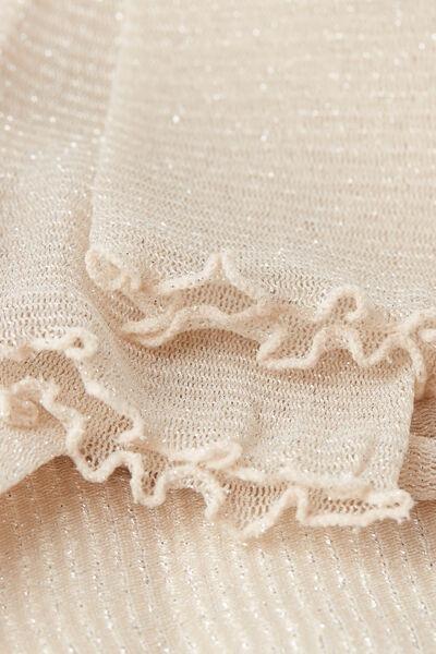 Beige Glitter Fabric Short Socks, 5501_5372, large image number 2