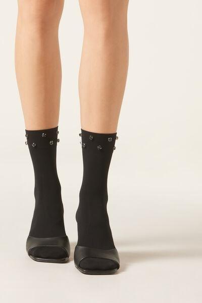 Black Gemstones Opaque Socks, 5501_5418, large image number 0