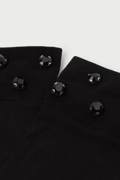 Black Gemstones Opaque Socks, 5501_5418, large image number 2