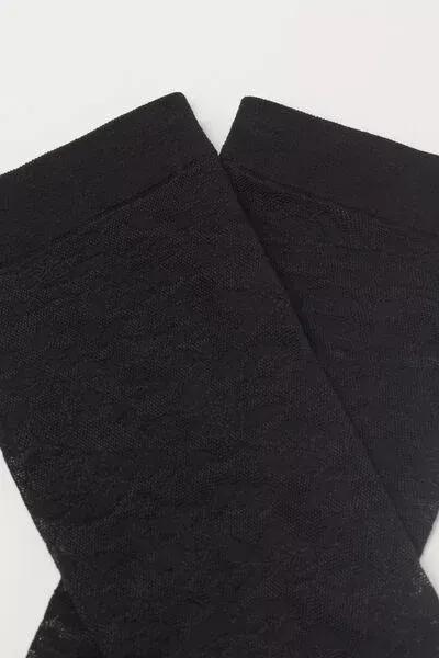 50 Denier Floral Pattern Socks, Black, 5501_4268, large image number 2