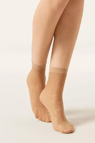 50 Denier Floral Pattern Tulle Socks, Nude, 5501_5454, large image number 0