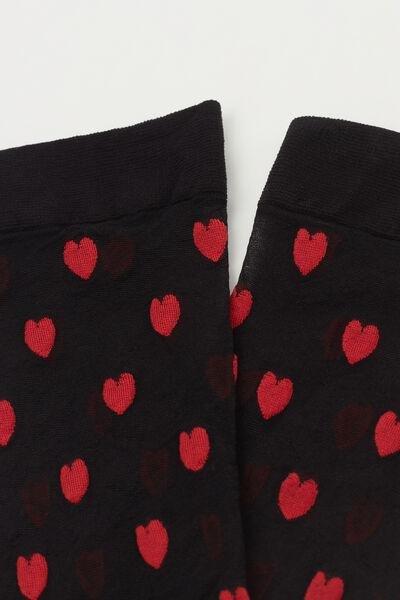 Black Heart Pattern Socks, Sv-Hearts Black / Red, large image number 2
