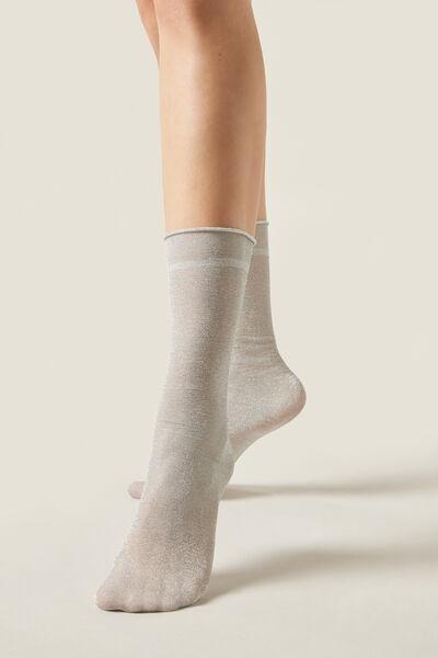 Grey Opaque Glitter Socks, 5501_4082, large image number 1