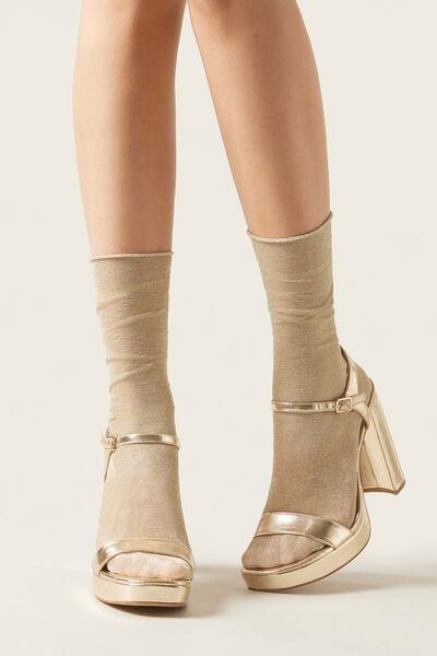 Beige Opaque Glitter Socks, 5501_4083, large image number 0
