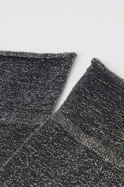 Black Opaque Glitter Socks, Black Glitter, large image number 1