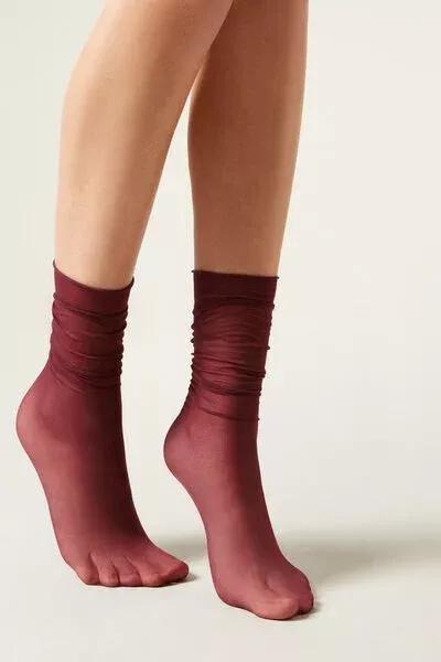Burgundy Sheer Glitter Socks, 5501_5456, large image number 0
