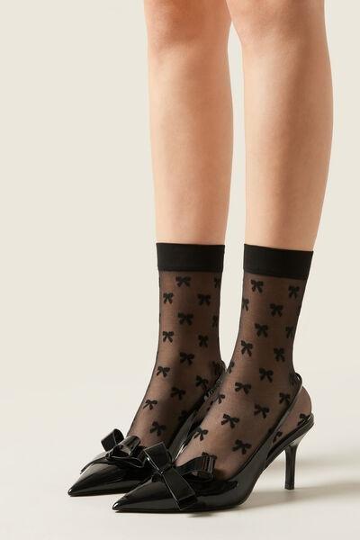 Black All-Over Bow Detail Socks, , medium