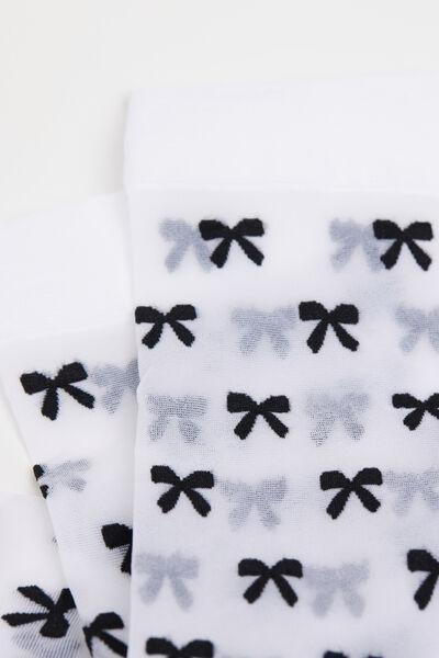 White All-Over Bow Detail Socks, 5501_5459, large image number 1