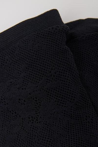 Black Floral Pattern Socks, Black Fishnet Flowers, large image number 1
