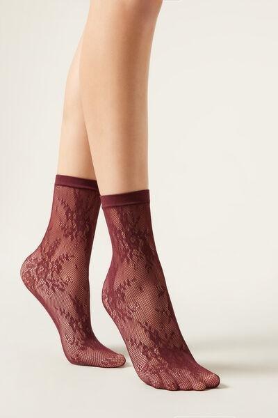 Purple Floral Pattern Socks, 5501_5286, large image number 1