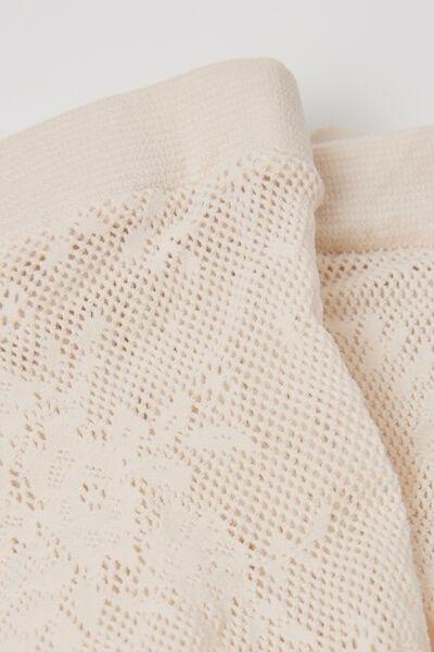 White Fishnet Floral Pattern Socks, 5501_5451, large image number 1