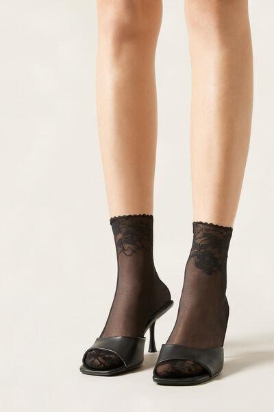 Black Lace Socks, , large image number 0