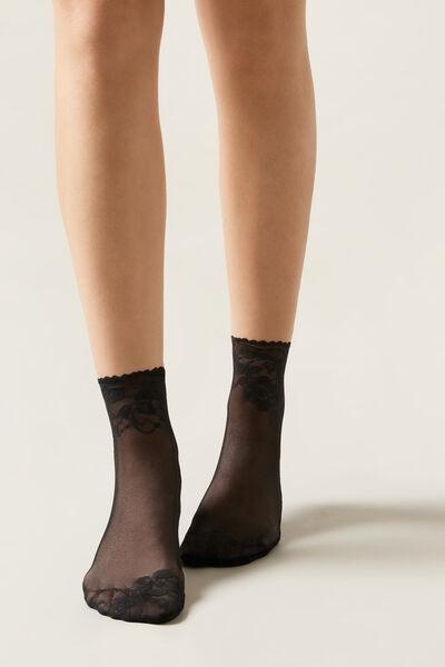 Black Lace Socks, , large image number 1