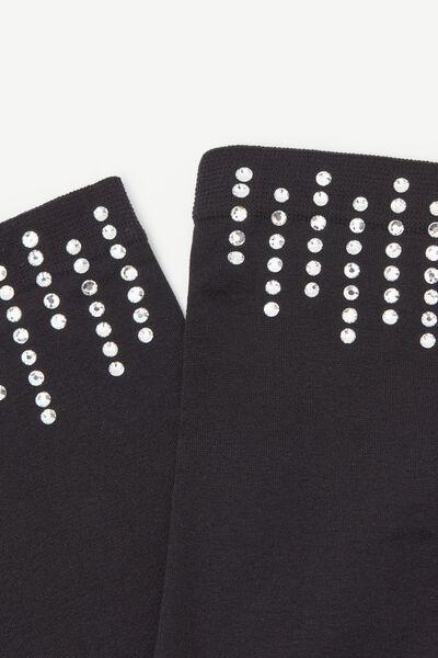 50 Denier Narrow Edge Tulle Socks, Black, Appl.Strass Black, large image number 2