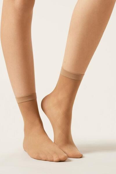 50 Denier Short Fishnet Socks, Beige, 5501_5474, large image number 0