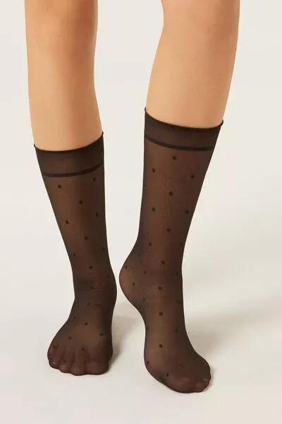 Black Polka Dot Sheer Socks, 5501_5539, medium