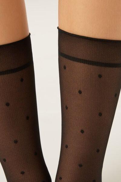 Black Polka Dot Sheer Socks, 5501_5539, large image number 2