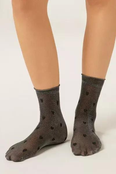 20 Denier Sheer Glitter Detail Long Socks, Black, 5501_5541, large image number 0