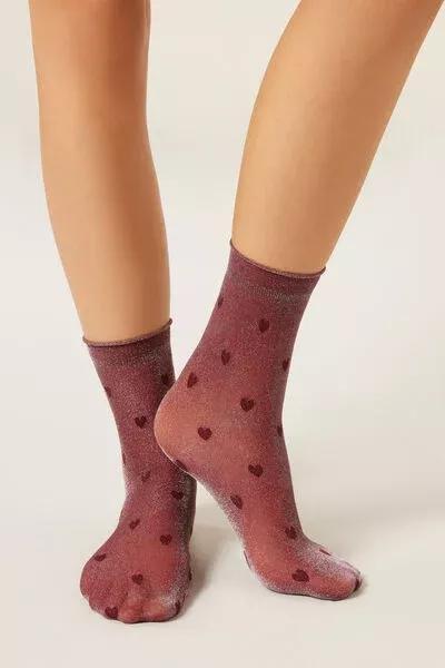 20 Denier Sheer Glitter Detail Long Socks, Grey, 5501_5542, medium