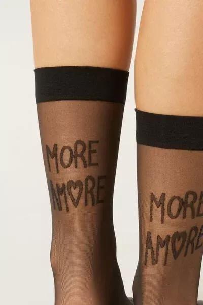 15 Denier More Amore Sheer Socks, Black, 5501_5545, large image number 4