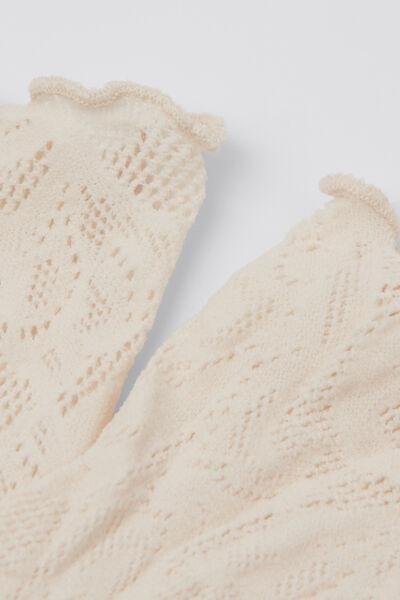 Beige Floral Lace Socks, 5501_5404, large image number 2