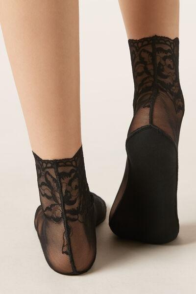Black Tulle And Lace Socks, 5501_078F, medium
