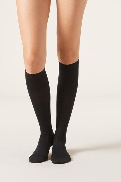 Blue Wool And Cotton Long Socks, Blue, large image number 1