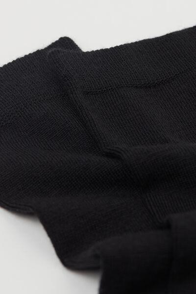 Black Wool And Cotton Long Socks, Black, large image number 2