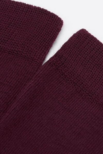 Burgundy Wool And Cotton Long Socks, 5501_174D, large image number 1