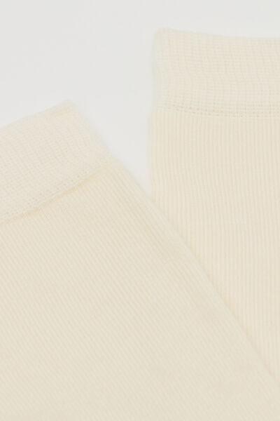 White Wool And Cotton Long Socks, Milk White, large image number 1