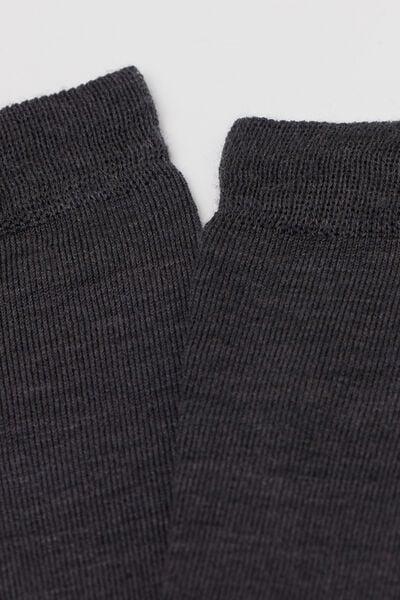 CHARCOAL GREY Wool and cotton long socks, Charcoal Grey Blend, large image number 1
