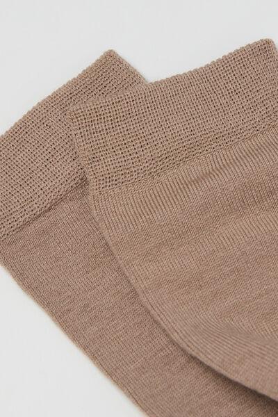 Beige Wool And Cotton Long Socks, 5501_9124           , large image number 1